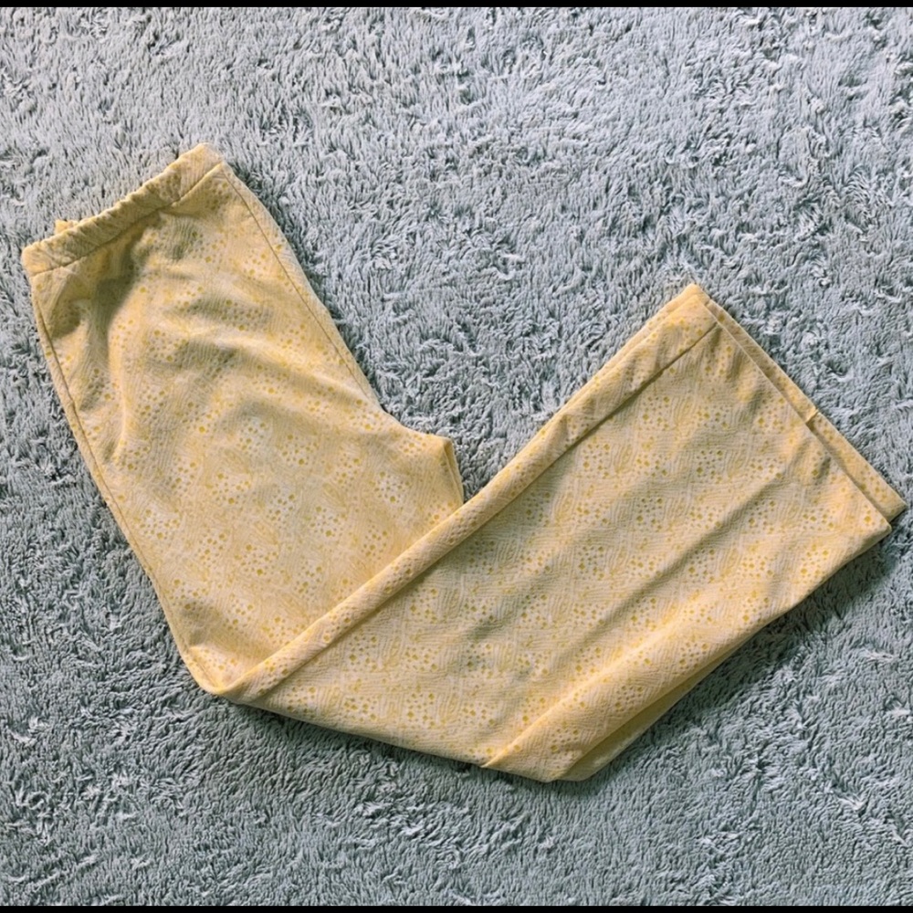 Vintage 60s 70s Yellow High Waisted Flare Bottoms